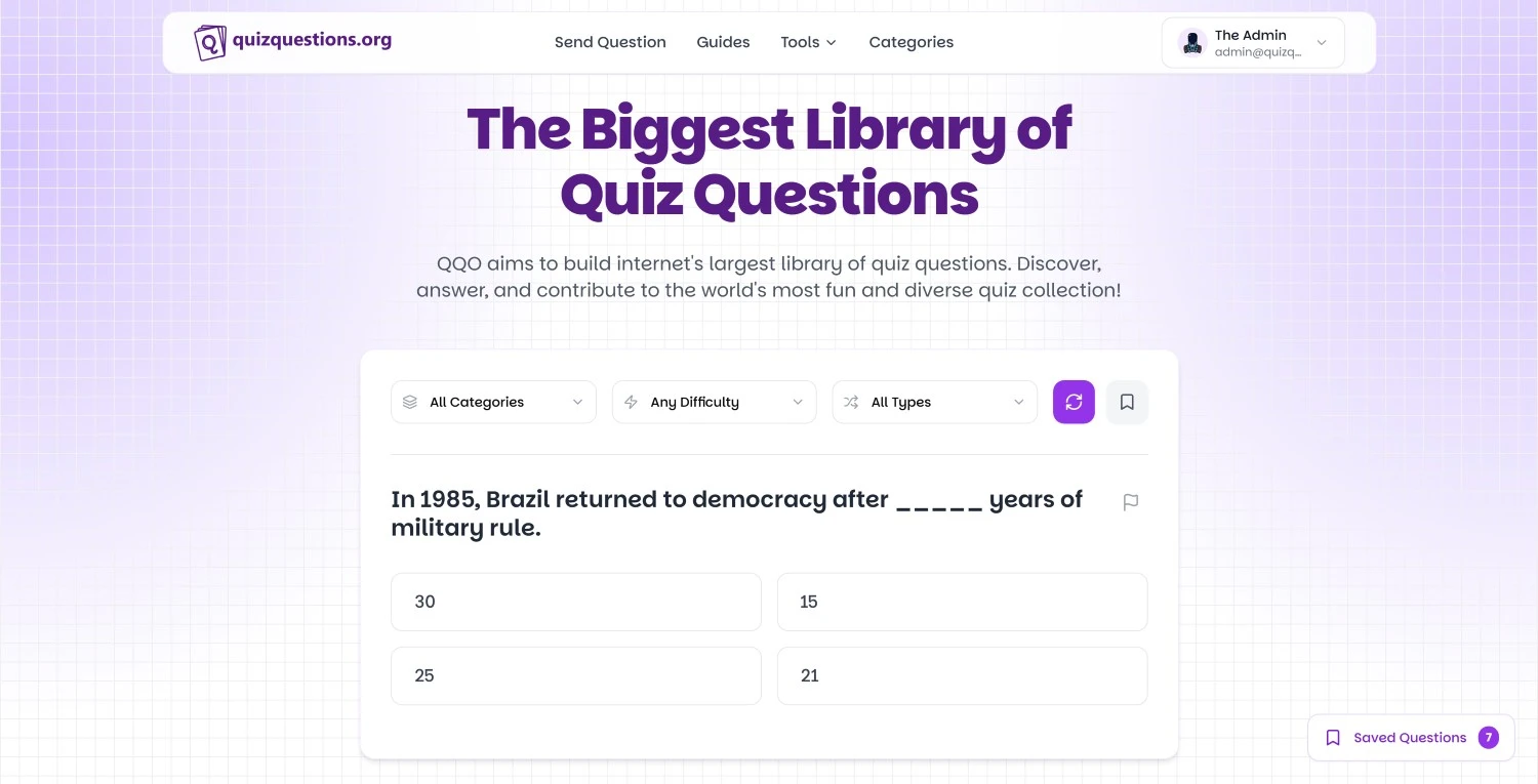 Quiz Questions Org homepage preview